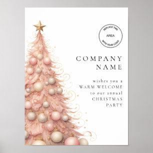 Poster Rose Gold Tree Bienvenue personnel Noël du logo