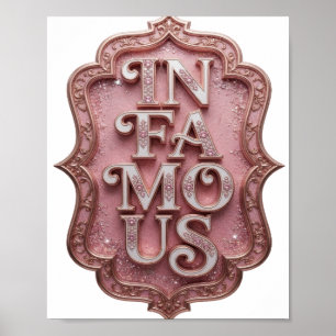 Poster Rose Gras IN Texte d'Art 3D Célèbre