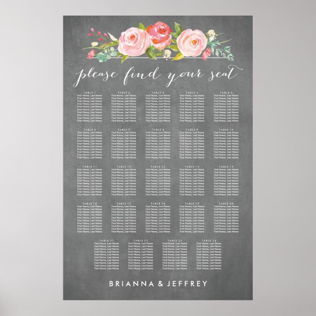 Poster Rose Jardin Floral Mariage Sein Graphique (Devant)