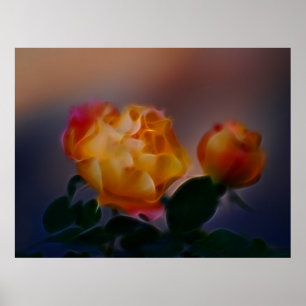 Poster Rose jaune avec rose et sens