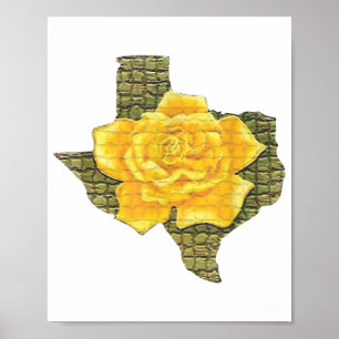 Poster Rose Jaune Du Texas Motif Flower