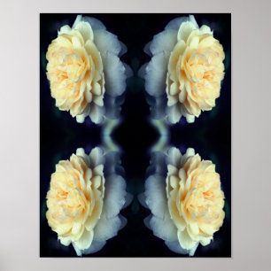 Poster Rose Jaune Miroir En Fleur Abstraite