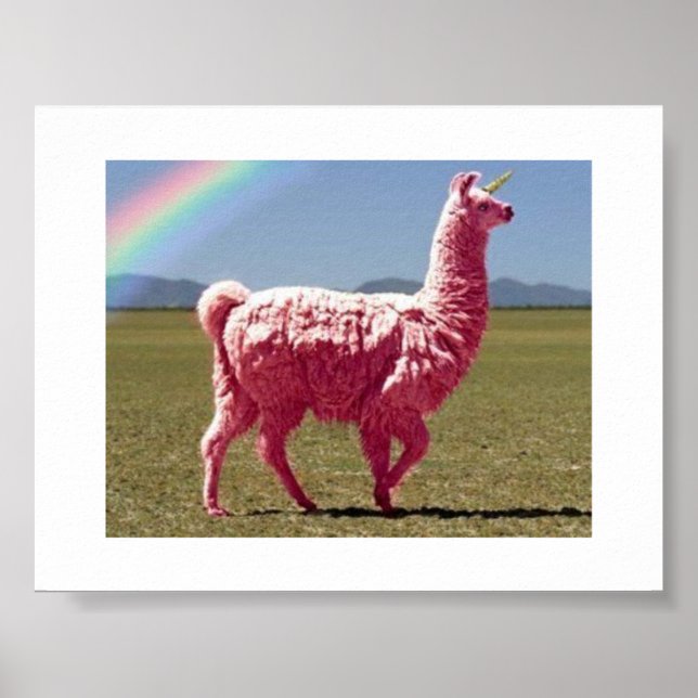 Poster rose Lama-Unicorne (Devant)