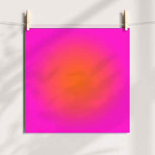 Poster Rose Magenta Chaude et Aura Ombre Orange Clair