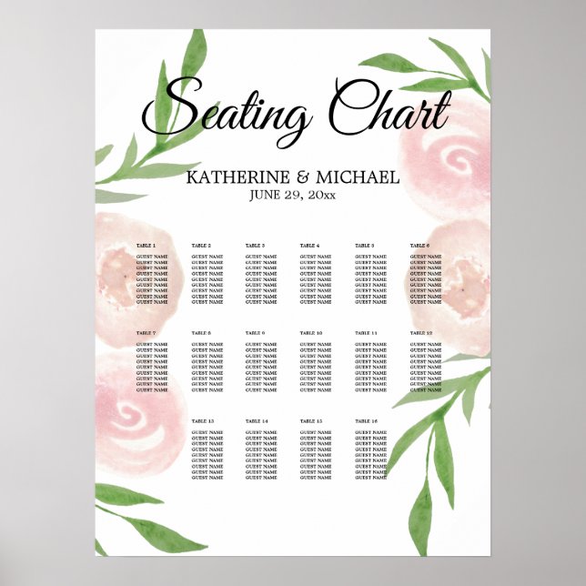 Poster rose Mariage Floral (Devant)