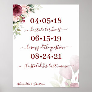 Poster Rose Meilleur Mariage du jour Date Oui Jour