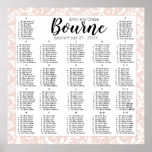 Poster Rose Millénaire Votre Plan de Table de Mariage Pho