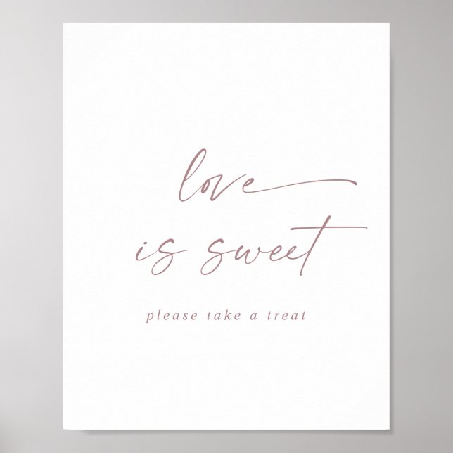 Poster Rose moderne Gold Script Love Is Sweet Mariage Sig (Devant)