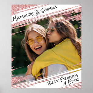 Poster Rose moderne Parties scintillant or et photo BBF m