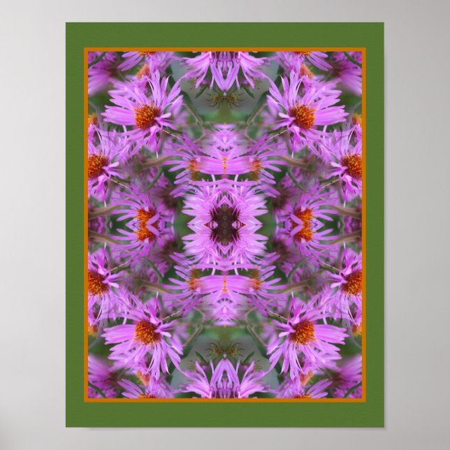 Poster Rose Nouvelle-Angleterre Aster Flowers Abstrait (Devant)