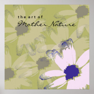 Poster Rose Olive Green Daisy Art Floral