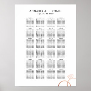 Poster Rose Or Anneaux modernes Mariage Seing Chart