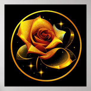 Poster Rose or unique étonnant