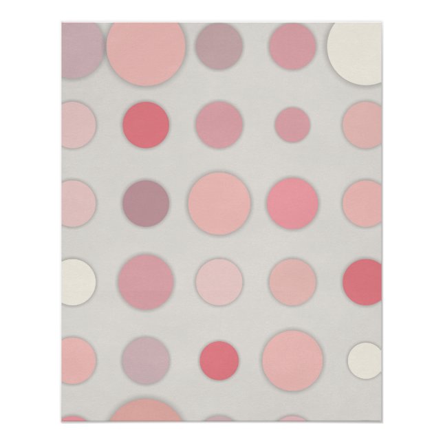 Poster Rose Pâle à Points Abstract sur Gris Clair (Devant)