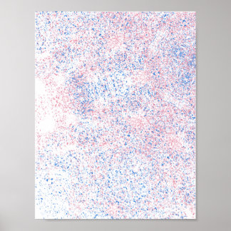 Poster Rose Pâle et Bleu Abstrait Tacheté Papier Peint