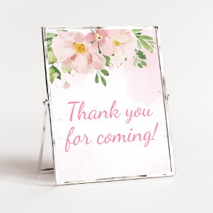 Poster Rose Pâle Floral Printemps Merci d'être venu