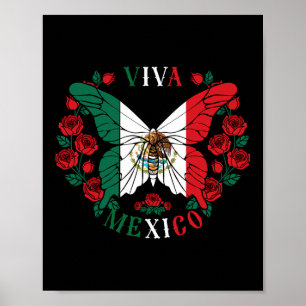 Poster Rose papillon Viva Mexico