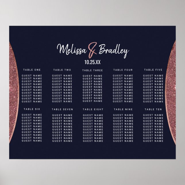 Poster Rose Parties scintillant d'or Marine Carte circula (Devant)