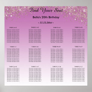 Poster Rose Parties scintillant or Anniversaire Plan de s