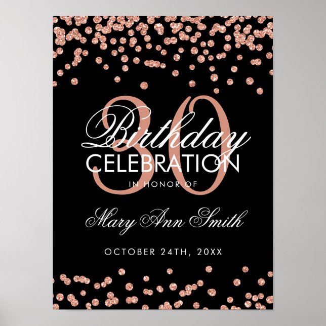 Poster Rose Parties scintillant or Confetti Black 30e ann (Devant)
