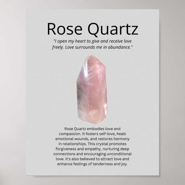 Poster Rose Quartz Crystal Signification (Devant)
