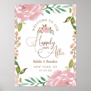 Poster Rose ravissant Joyeux Jamais Après Le Panneau De R