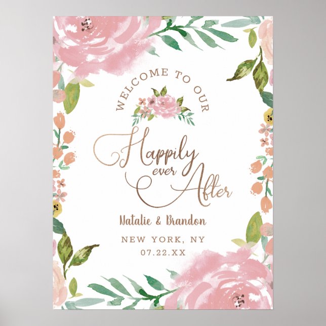 Poster Rose ravissant Joyeux Jamais Après Le Panneau De R (Devant)