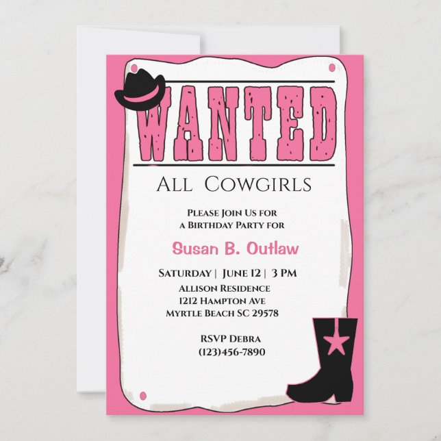 Poster rose Recherché Invitation Anniversaire (Devant)