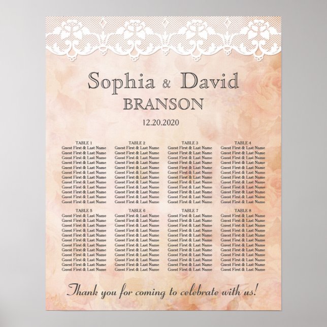 Poster Rose romantique et Mariage de dentelle (Devant)