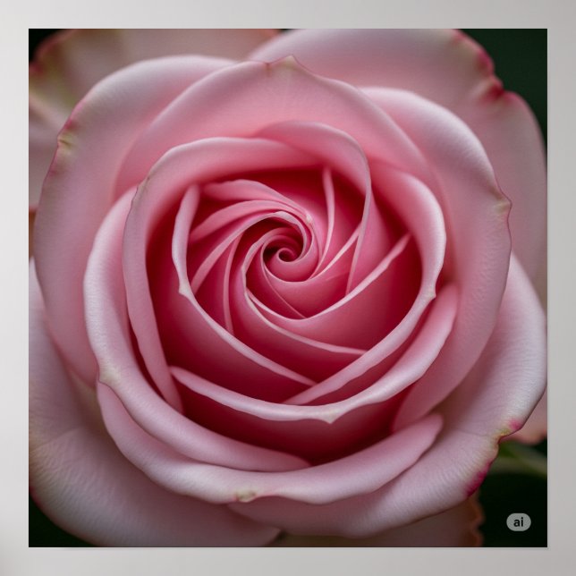 Poster Rose rose avec des pétales en rotation (Devant)
