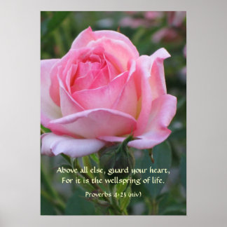 Poster Rose Rose Bud ~ Proverbes 4:23