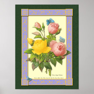 Poster Rose rose et jaune