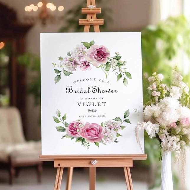 Poster Rose rose Hydrangea Floral Arch Fête des mariées (Créateur téléchargé)