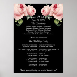 Poster Rose rose noir vintage cérémonie de mariage Progra
