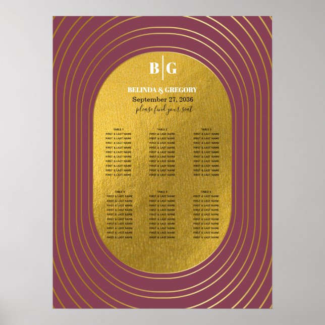 Poster Rose Rose & Or Arc moderne Mariage Arc Carte de si (Devant)