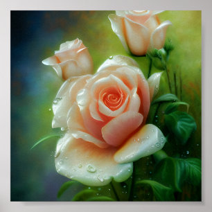 Poster Rose rose pâle aqueuse