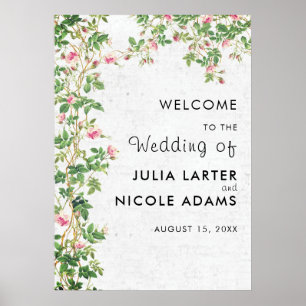 Poster Rose Rose Vieux Mur Vintage Style Mariage Journal