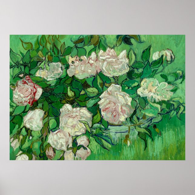 Poster Rose Roses, 1890 par Vincent van Gogh (Devant)