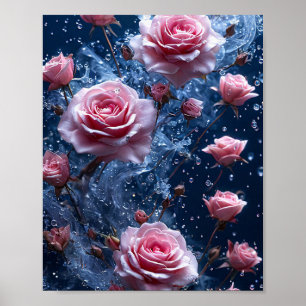 Poster Rose roses Art floral mural Moody
