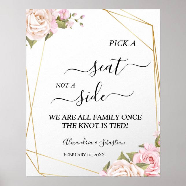 Poster Rose Roses Choisir un siège pas un Mariage latéral (Devant)