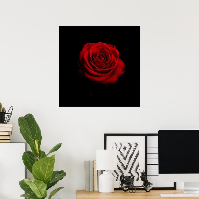 Poster Rose rouge dramatique - Art floral minimaliste Imp (Bureau à domicile)