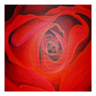 Poster Rose rouge en forme de coeur