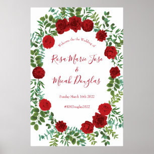 Poster Rose rouge Mariage élégant classique