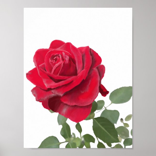Poster Rose rouge - peinte à la main (Devant)