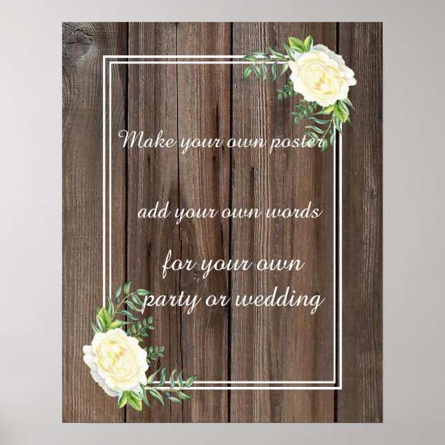 Poster Rose rustique chic en bois Créez votre propre affi (Devant)