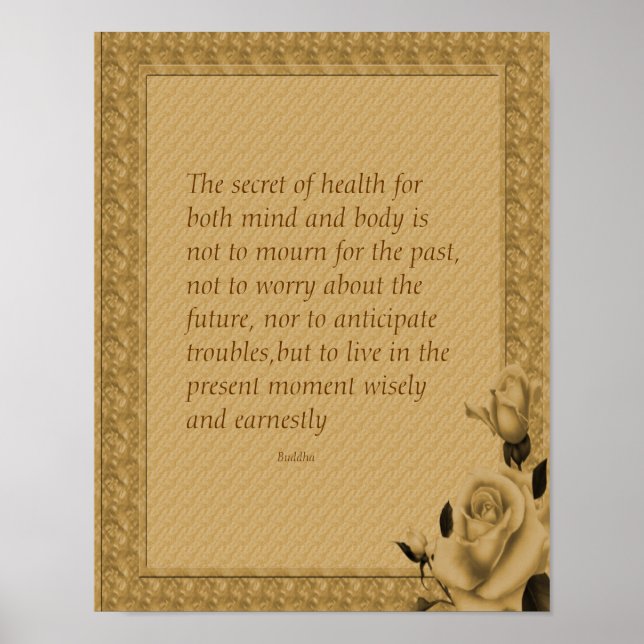 Poster Rose Secret De Santé Bouddha Citation Inspiration (Devant)