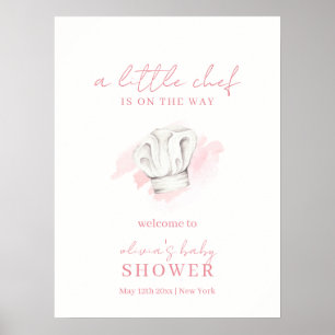 Poster Rose Simple Moderne Petit Chef Baby shower Accueil