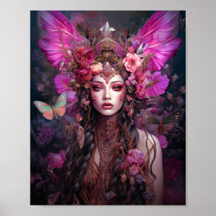 Poster Rose violet Fairy Queen Imaginaire Art