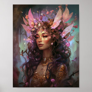 Poster Rose violet Fairy Queen Imaginaire Art