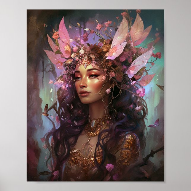 Poster Rose violet Fairy Queen Imaginaire Art (Devant)
